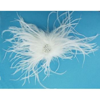 Karin's Garden - Ostrich Feather Barrette w/Crystal Center - Soft White (1)