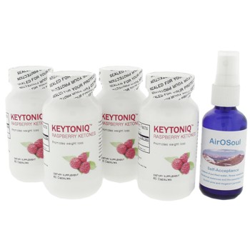 KEYTONIQ Raspberry Ketones - 100% Pure - (4 bottles - 120 days) + Special Aromatherapy Spray Gift (SP $20) While Supplies Last