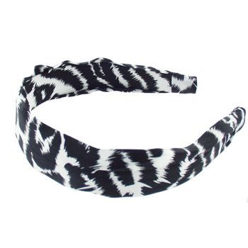 L. Erickson USA - 1 1/2inch Scarf Headband - 100% Silk Charmeuse - Black Leopard