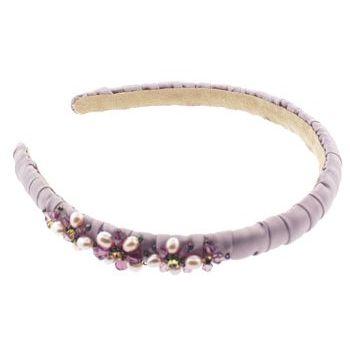 Jane Tran - Silk Wrapped Headband w/Faceted Beads - Lilac (1)