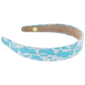 Lily Posh - Turquoise Satin Headband with Flowering Lace - White