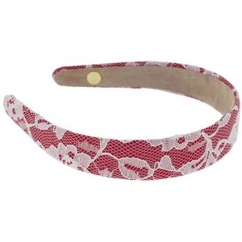 Lily Posh - Red Satin Headband with Flowering White Lace