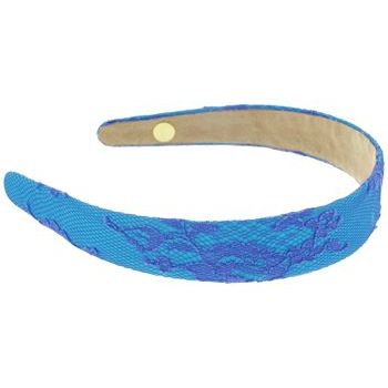 Lily Posh - Turquoise Satin Headband with Flowering Lace - Blue