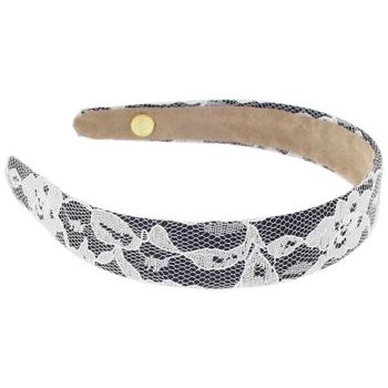 Lily Posh - Black Satin Headband with Flowering White Lace