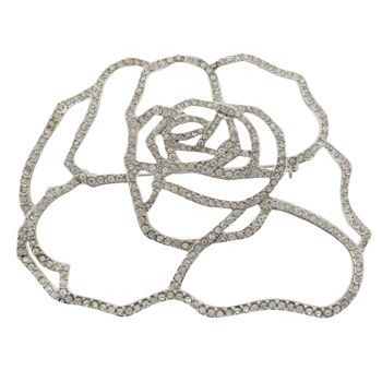 Karen Marie - Bridal Collection - Abstract Crystal Open Rose Brooch - White Diamond (1)