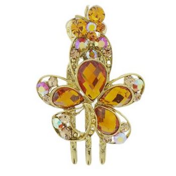 Medusa's Heirlooms - Citrine Crystal Flower and Butterfly Jaw Clip