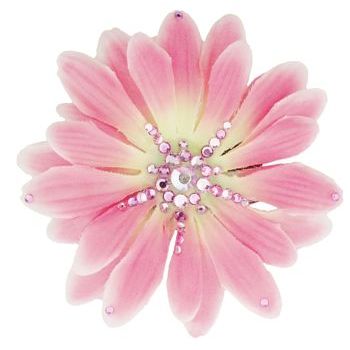Michelle Roy - Large Silk Daisy Clip - Pink /Swarovski Crystal Accents