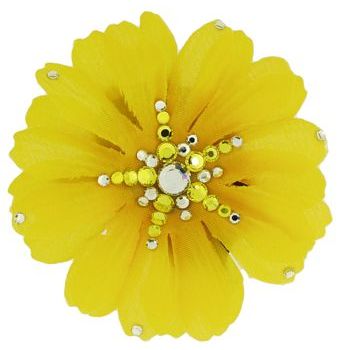 Michelle Roy - Medium Daisy Clip - Yellow w/ Swarovski Crystal Accents