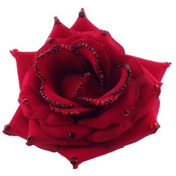 Michelle Roy - Large Rose Clips - Red W/ Swarovski Crystal Accents
