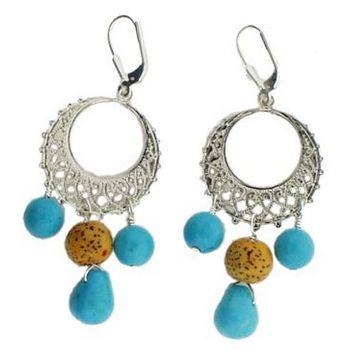 Michele Busch - Earrings - Set of Sterling Silver Filigree w/Turq Beads