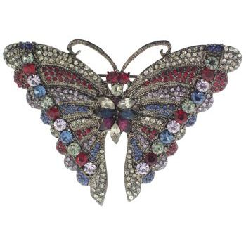 Karen Marie - Butterfly Brooch Pin (1) - Gun Metal & Garnet Inspired