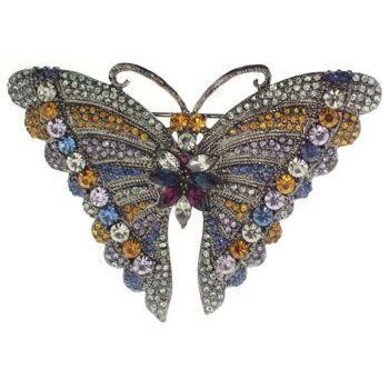 Karen Marie - Butterfly Brooch Pin (1) - Gun Metal & Lily Hues