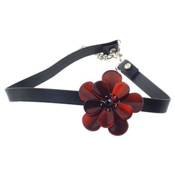 Karen Marie - Black Leather Choker Necklace w/Pansy - Siena (1)
