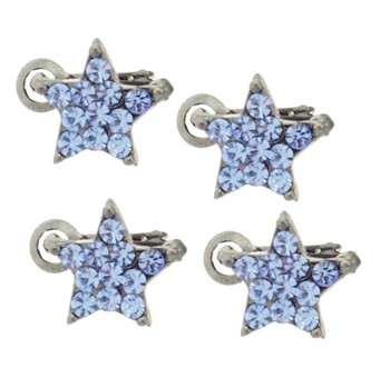 Karen Marie - Crystal Star Clips - Blue (Set of 4)