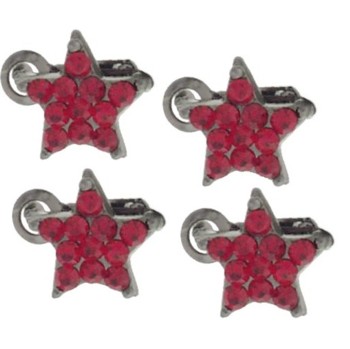 Karen Marie - Crystal Star Clips - Red (Set of 4)