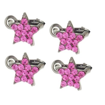 Karen Marie - Crystal Star Clips - Pink (Set of 4)