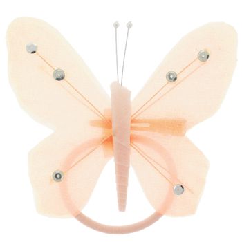 HB HairJewels - Hip Clips - Toulle Butterfly Pony Elastic & Clip - Peach (1)