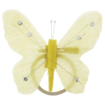 HB HairJewels - Hip Clips - Toulle Butterfly Pony Elastic & Clip - Yellow (1)