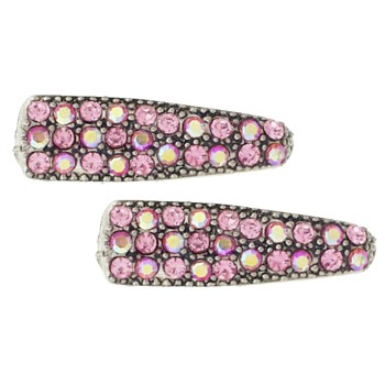 Karen Marie - Small Crystal Clips - Pink (set of 2)