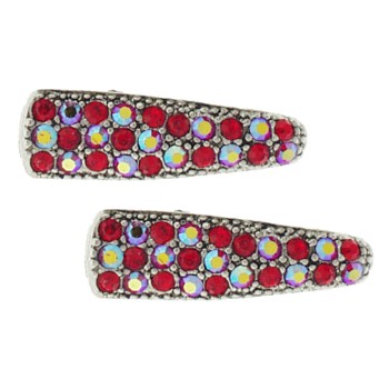 Karen Marie - Small Crystal Clips - Red (set of 2)