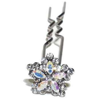 HB HairJewels - Austrian Crystal Mini Flower Pin - White
