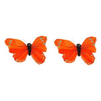 HB HairJewels - Lucy Collection - Glitter Butterfly Brooches - Tangerine (Set of 2)