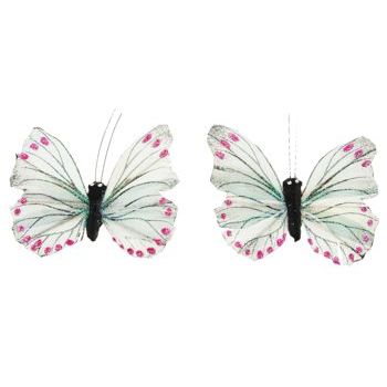 HB HairJewels - Lucy Collection - Glitter Butterfly Brooches - Ivory (Set of 2)