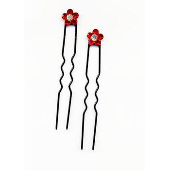 HB HairJewels - Mini French Hairpin - Ruby Red w/ Black Pin