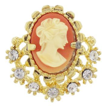 Alex and Ani - Rose Cameo w/ Crystals Brooch in Gold Metal (1)