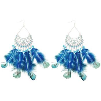 SOHO BEAT - Navajo Couture - Indian Princess Feather Chandelier Earrings - Turquoise