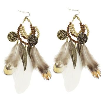SOHO BEAT - Navajo Couture - Shaman Spirit Feather and Charm Earrings - Natural