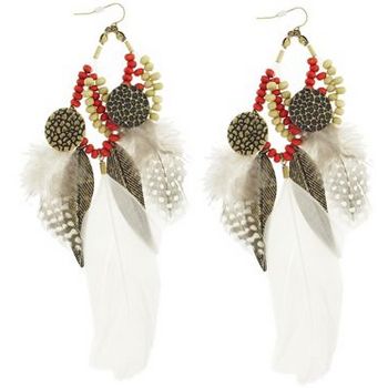SOHO BEAT - Navajo Couture - Shaman Spirit Feather and Charm Earrings - Fire