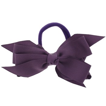 SOHO BEAT - School-Girl Chic Collection - Grosgrain Ribbon Bow Ponytail Holder - Exotic Orchid Purple