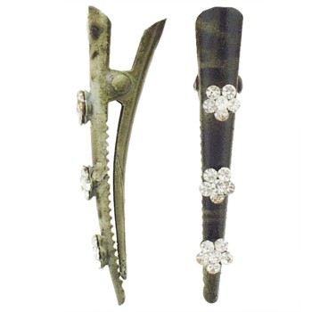 SOHO BEAT - Wild About Town - Crystal Daisy Mini Condor Clips (Set of 2) - Alligator Green