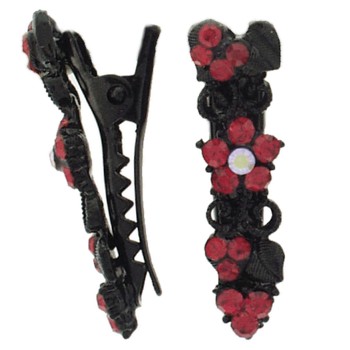 SOHO BEAT - Boudoir Chic - Blossoming Daisy on the Vine Mini-Condor Clips (Set of 2) - Radiant Red Ruby