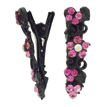 SOHO BEAT - Boudoir Chic - Blossoming Daisy on the Vine Mini-Condor Clips (Set of 2) - Pinch Me Pink Sapphire