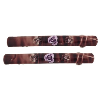 SOHO BEAT - Navajo Couture - TigerLily Queen - Flowering Navajo Barrettes (Set of 2) - Mother Nature Earthy Brown