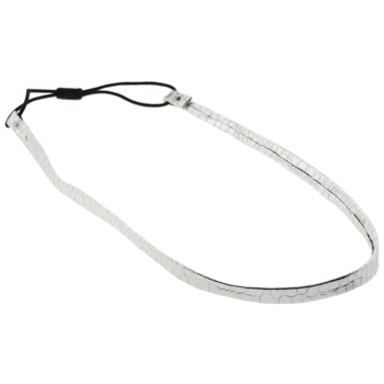 Santi - Skinny Patent Leather Headband - Silver Snake (1)