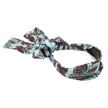 Amici Accessories - Pucci Inspired Silk Headband w/Ties - Chocolate Brown/Aqua