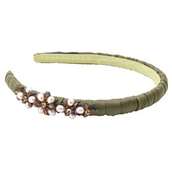 Jane Tran - Silk Wrapped Headband w/Faceted Beads - Chocolate (1)