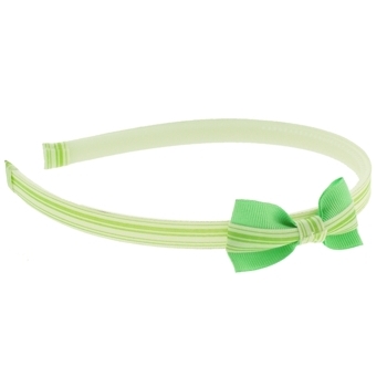 HB HairJewels - Lucy Collection - Skinny Stripe Headband w/Bow - Lime (1)