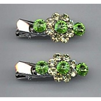 Swarovski Emerald Green Colored Crystal Hairclips