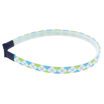 HB HairJewels - Lucy Collection - Skinny Argyle Headband - Aqua & Lime (1)