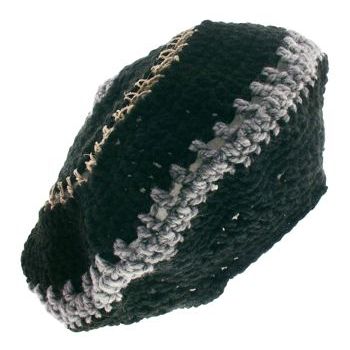 Knotty Boy - Hand-Knit Tam - Black/Grey Wool w/ Hemp