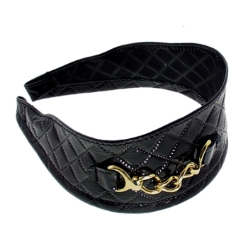DaCee Designs - Quilted Leather Wire Headband w/Chain - Patent Black