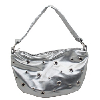 Amici Accessories - Silver Patent Grommet Hobo