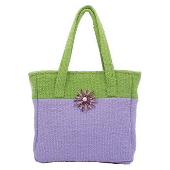 Bongo Bags - Boucle Brooch Bag - Lavender/Green