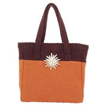Bongo Bags - Boucle Brooch Bag - Orange/Brown Accents