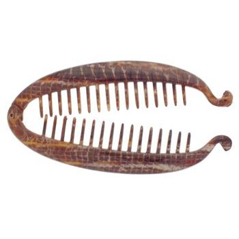 Camila - Banana Lock Comb - Large - Brown Crackle