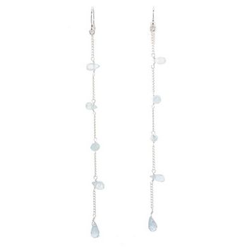 Chan Luu - Semi Precious Stones On Long Chain Earrings - Aquamarine - (Pair)